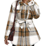 Nadorine Plaid Shacket Jacket Button Down Trench Coats