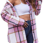 Nadorine Plaid Shacket Jacket Button Down Trench Coats