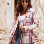 Nadorine Plaid Shacket Jacket Button Down Trench Coats