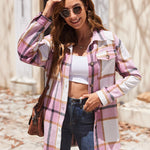 Nadorine Plaid Shacket Jacket Button Down Trench Coats