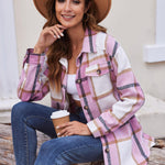 Nadorine Plaid Shacket Jacket Button Down Trench Coats