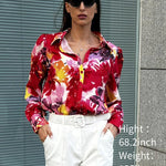 Nadorine Printed Lantern Long Sleeve Blouse