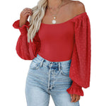 Puff Long Sleeve Bodysuit Leotard Sheer Top - Nadorine (Us Only)