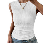 Nadorine High Neck Tank Top Casual Ribbed Knit Shirts