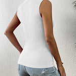 Nadorine High Neck Tank Top Casual Ribbed Knit Shirts