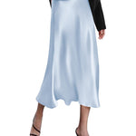 Nadorine Midi Skirt High Waisted Solid Satin Dress