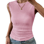 Nadorine High Neck Tank Top Casual Ribbed Knit Shirts