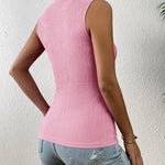 Nadorine High Neck Tank Top Casual Ribbed Knit Shirts