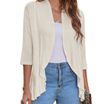 Nadorine Women's 3/4 Sleeve Draped Ruffles Cardigan