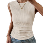 Nadorine High Neck Tank Top Casual Ribbed Knit Shirts