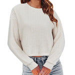 Nadorine Crop Tops Loose Ribbed Knit Cropped T-Shirts