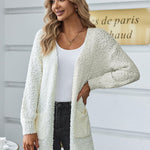 Nadorine Women's 2023 Fall Winter Popcorn Cardigan Open Front Batwing Sleeve Oversized Chunky Knit Sweater with Pockets