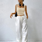 Nadorine Sleeveless Crop Top Square Neck Tank Top
