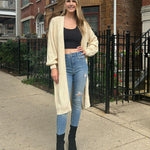 Nadorine Women's 2023 Fall Winter Oversized Cardigan Long Sleeve Split Open Front Sweater Chunky Knit Long Duster