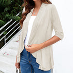 Nadorine Women's 3/4 Sleeve Draped Ruffles Cardigan