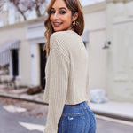 Nadorine Crop Tops Loose Ribbed Knit Cropped T-Shirts