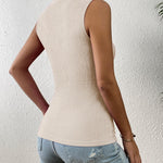 Nadorine High Neck Tank Top Casual Ribbed Knit Shirts