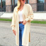 Nadorine Women's 2023 Fall Winter Oversized Cardigan Long Sleeve Split Open Front Sweater Chunky Knit Long Duster