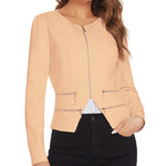 Zeagoo Womens Blazer Cropped Open Front Zipper Dress Jacket O Neck Casual Office Suit Jacket