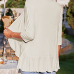 Nadorine Women's 3/4 Sleeve Draped Ruffles Cardigan