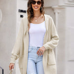 Nadorine Women's Cardigan for Women Long Sleeve Knit Cardigan with Hood Open Front Sweater Coat Outwear with Pockets
