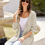 Nadorine Women's Cardigan for Women Long Sleeve Knit Cardigan with Hood Open Front Sweater Coat Outwear with Pockets