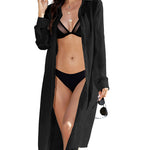 Women's Swimsuit Beach Cover Up Cardigan Bathing Suit Button Down Shirt Roll-up Sleeve Bikini Beach Wear S-3XL - Nadorine (Us Only)