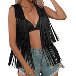 Nadorine Fringe Vest 70s Cowgirl Costume Faux Suede Rave