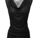 Ruched Cowl Neck Tank Tops - Nadorine (Us Only)