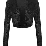 Sequin Shrug Glitter Bolero Jackets with Sparkly Blazer Long Sleeve Cropped Cardigan - Nadorine (Us Only)