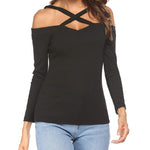 Nadorine Women's Criss Cross Shoulder Blouse Top