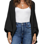 Nadorine Open Front Oversized Batwing Sleeve Knit Cardigan