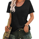 Nadorine Women's Chest Pocket T Shirt Blouses Tops