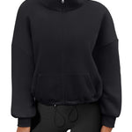 Zeagoo Womens Fleece Jacket Full Zip Crop Hoodie Long Sleeve Pullover Sweatshirts Oversized 2023 Fall Winter Coat
