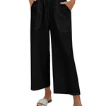 Nadorine Cotton Linen Pants Wide Leg Long Palazzo Pants