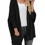 Nadorine Women's 2023 Fall Winter Popcorn Cardigan Open Front Batwing Sleeve Oversized Chunky Knit Sweater with Pockets