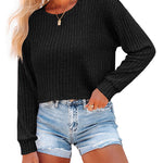 Nadorine Crop Tops Loose Ribbed Knit Cropped T-Shirts