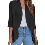 Nadorine Women's 3/4 Sleeve Draped Ruffles Cardigan