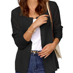 Nadorine Women's Button Down Crochet Sweater Cardigan