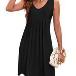 Women Summer Dresses Beach Floral Sleeveless Tshirt Sundress Pockets Casual Loose Flowy Tank Dress - Nadorine (Us Only)