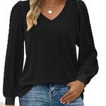 Nadorine Women's Blouses Dressy Casual V Neck Top