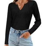 Nadorine Women's Long Sleeve V Neck Slim Fit T Shirts