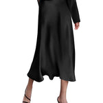 Satin Zipper Elegant Work Skirts - Nadorine (US Only)