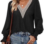 Nadorine Casual Lace V Neck T-Shirts