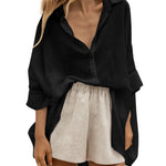 Nadorine 3/4 Sleeve Shirts Button Down Beach Cover Up