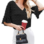 Swiss Dot Chiffon 3/4 Ruffle Sleeve Blouse - Nadorine (Us Only)