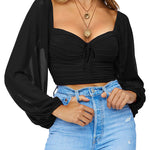 Tie Knot Ruched Crop Tube Top - Nadorine (Us Only)
