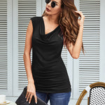 Ruched Cowl Neck Tank Tops - Nadorine (Us Only)