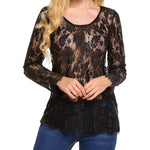 Sexy Sheer Floral Lace Blouse Top - Nadorine (Us Only)
