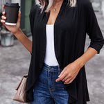 Nadorine Women's 3/4 Sleeve Draped Ruffles Cardigan